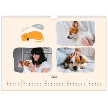 Fotokalender A3 — Hundepfoten und Kritzeleien