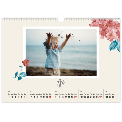 Fotokalender A3 — Gemalte Blumen [April]
