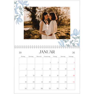Fotokalender A4 doppelt (30 x 40 cm) — Elegante Blumen [Januar]
