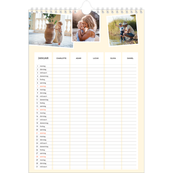 Fotokalender A4 — Moderner Planer - 5-köpfige Familie