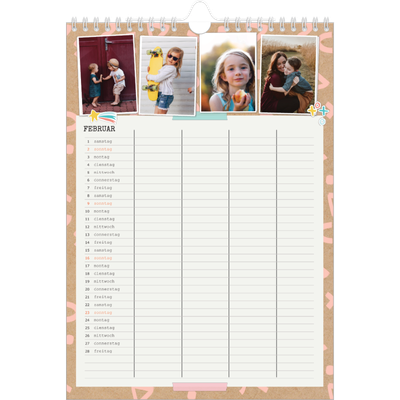 A4 Familienplaner — Rustikaler Planer - 4-köpfige Familie [Februar]