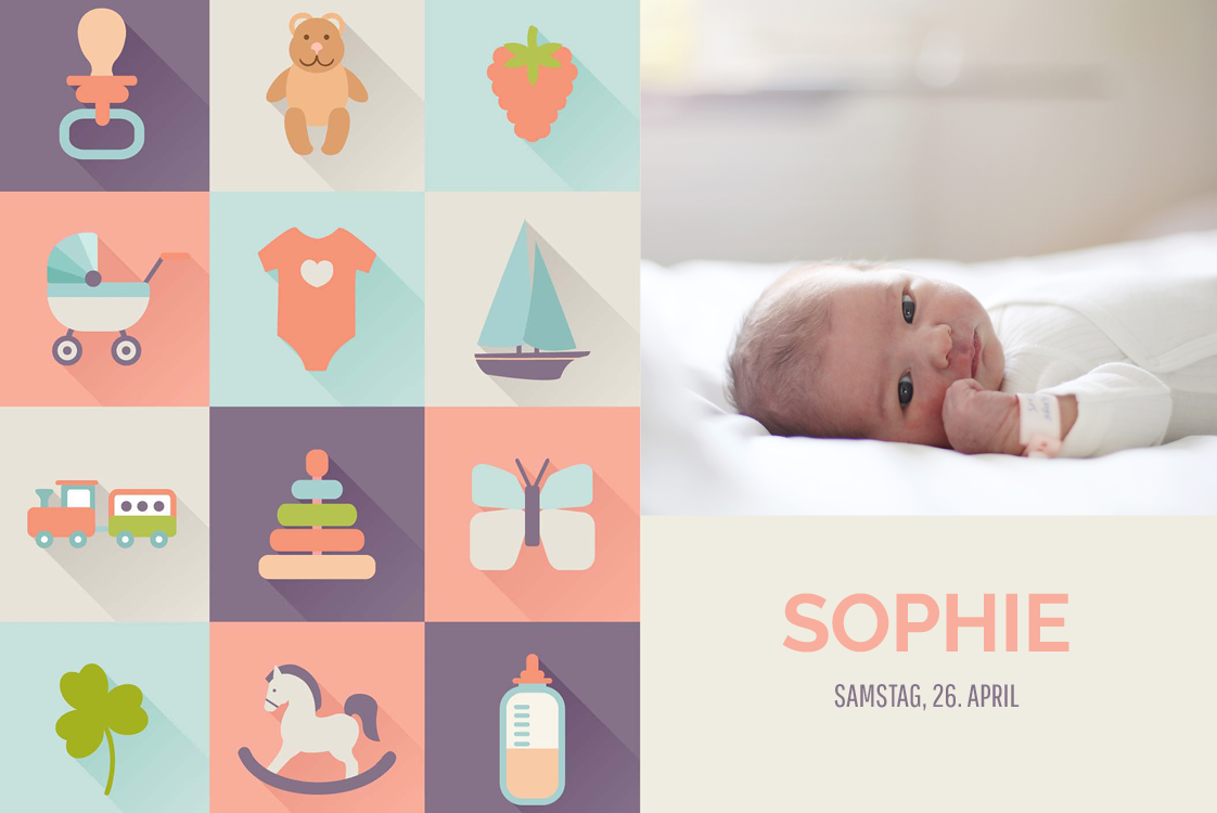 Einladungskarten — Baby-Icons