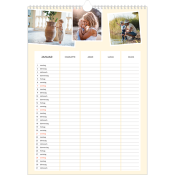 Fotokalender A3 — Moderner Planer - 4-köpfige Familie