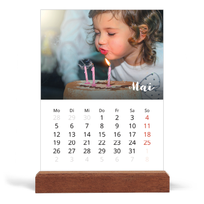Tischkalender mit Holzfuß Hochformat  — Monat [deckblatt]