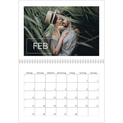 Fotokalender A4 doppelt (30 x 40 cm) — Datumsfeld-Overlay [Februar]
