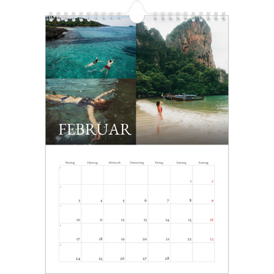 Fotokalender A4 (20 x 30 cm) — Einfacher Serif [Februar]