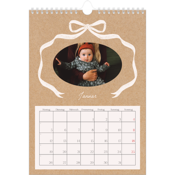 Fotokalender A4 — Kraftpapier und Schleife