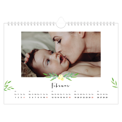 Fotokalender A4 — Blumen-Illustrationen [Februar]