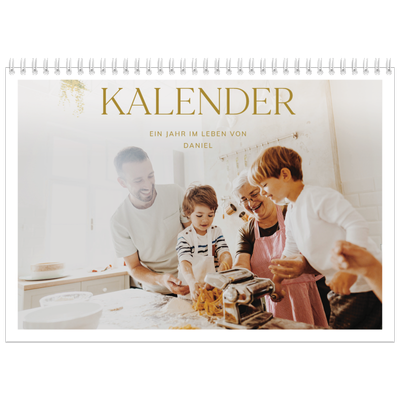 Fotokalender A4 doppelt (30 x 40 cm) — Großer goldener Text [deckblatt]
