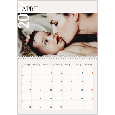 Fotokalender A4 doppelt (30 x 40 cm) — Überlappender Text [April]