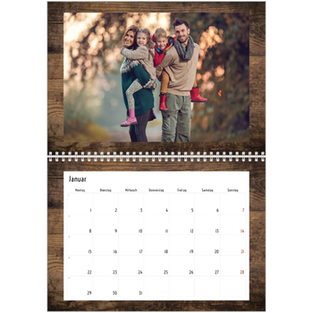 Fotokalender A4 doppelt — Holzhintergründe