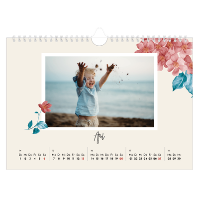 Fotokalender A4 — Gemalte Blumen [April]