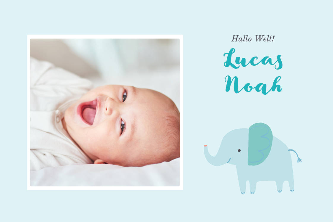 Einladungskarten — Blauer Elefant