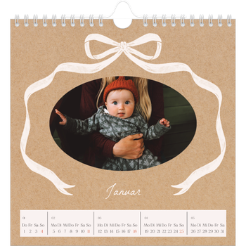 Fotokalender Quadratisch — Kraftpapier und Schleife