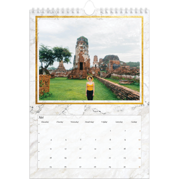 Fotokalender A4 — Goldrahmen Marmor