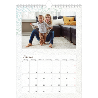 Fotokalender A4 (20 x 30 cm) — Geschenkpapier blumig [Februar]