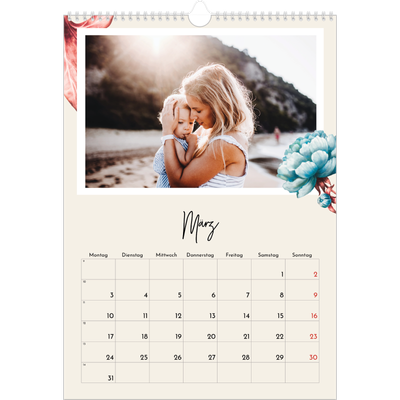 A3 Jahreskalender — Gemalte Blumen [Marsch]