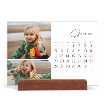 Tischkalender mit Holzfuß Querformat  — Schrift und Schnappschüsse [Januar]