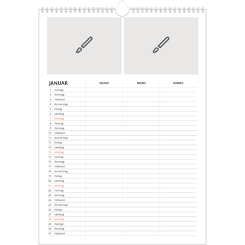 Fotokalender A3 — Gestalte selbst - 3-köpfige Familie