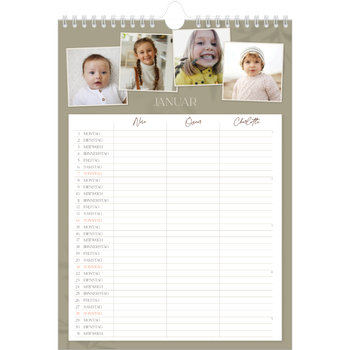 Fotokalender A4 — Warme Erdtöne - 3-köpfige Familie