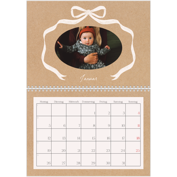 Fotokalender A4 doppelt — Kraftpapier und Schleife