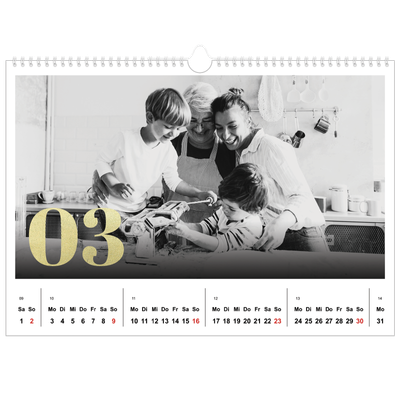 Fotokalender A3 — Große Glitzerzahlen [Marsch]