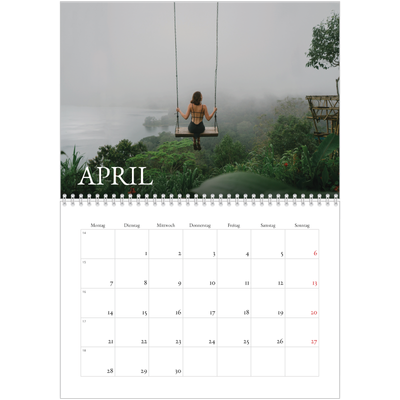 Fotokalender A4 doppelt (30 x 40 cm) — Einfacher Serif [April]