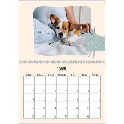 Fotokalender A4 doppelt (30 x 40 cm) — Hundepfoten und Kritzeleien [Februar]