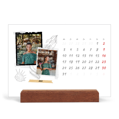Tischkalender mit Holzfuß Querformat  — Scrapbook-Flair [deckblatt]