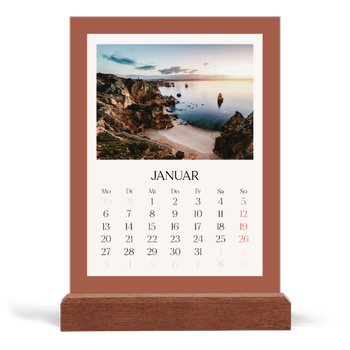 Tischkalender mit Holzfuß Hochformat — Klassische Farben