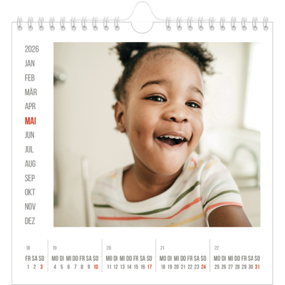 Jahreskalender Quadratisch — Rote Highlights [deckblatt]