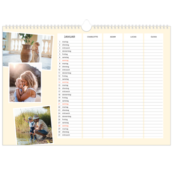 Fotokalender A3 — Moderner Planer - 4-köpfige Familie