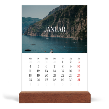 Tischkalender mit Holzfuß Hochformat — Endloses Entfliehen
