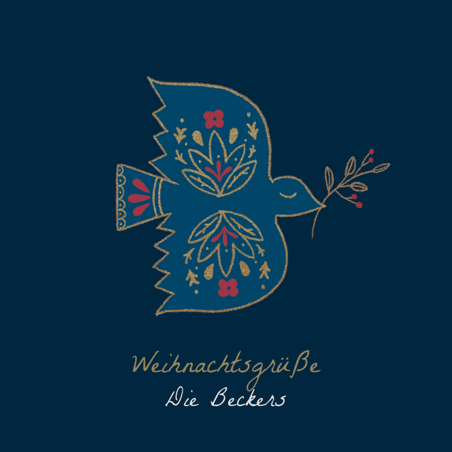 Fotokarten — Friedenstaube – Marineblau