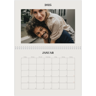 Fotokalender A4 doppelt (30 x 40 cm) — Schlicht in Creme [Januar]