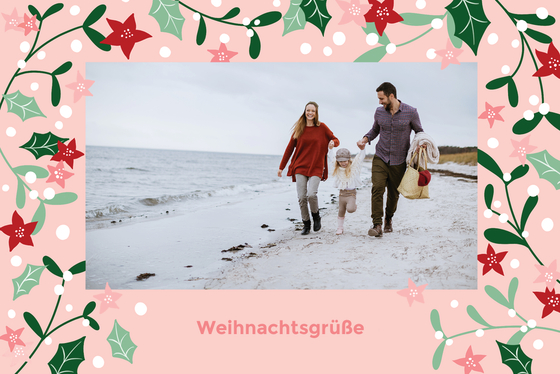 Fotokarten — Stechpalmzweige - rosa