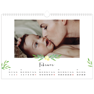 Fotokalender A3 — Blumen-Illustrationen [Februar]