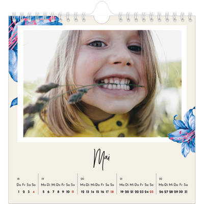 Jahreskalender Quadratisch — Gemalte Blumen [deckblatt]