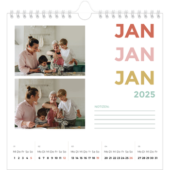 Fotokalender Quadratisch — Bunte Schrift