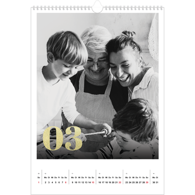 A3 Jahreskalender — Große Glitzerzahlen [Marsch]