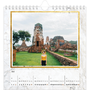 Fotokalender Quadratisch — Goldrahmen Marmor