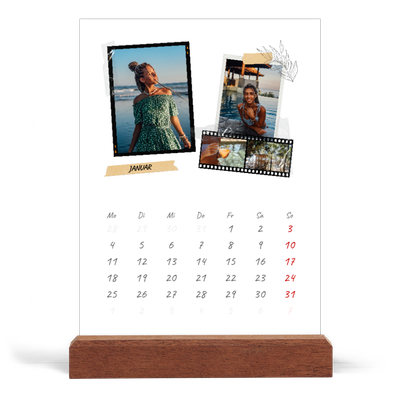 Tischkalender mit Holzfuß Hochformat  — Scrapbook-Flair [Januar]