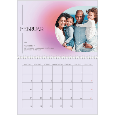 Fotokalender A4 doppelt (30 x 40 cm) — Astrologie Farbverlauf [Februar]