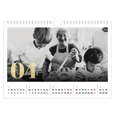 Fotokalender A4 — Große Glitzerzahlen [April]
