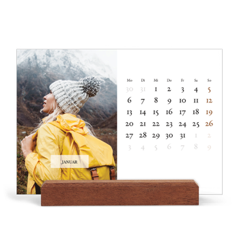 Tischkalender mit Holzfuß Querformat — Klassischer Kalender