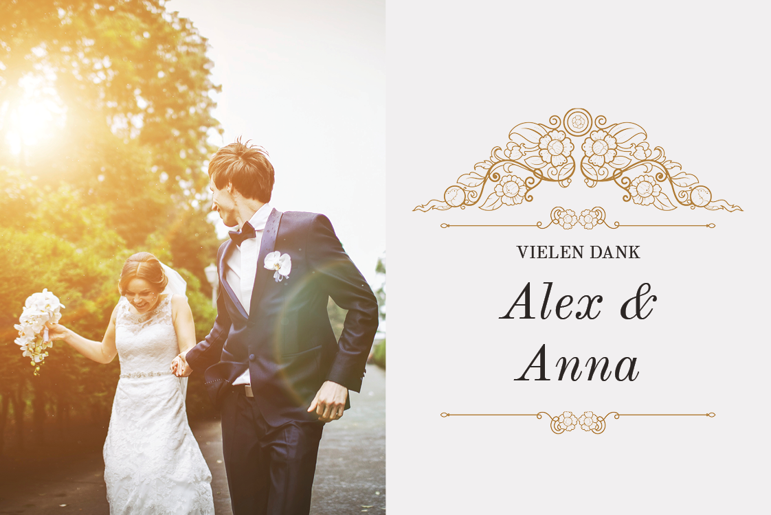 Dankeskarten — Klassisch Weiß und Gold