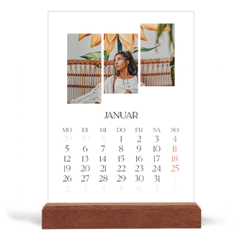 Tischkalender mit Holzfuß Hochformat — Reisemosaike