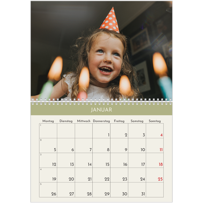 Fotokalender A4 doppelt (30 x 40 cm) — Pastellfarbene Monate [Januar]