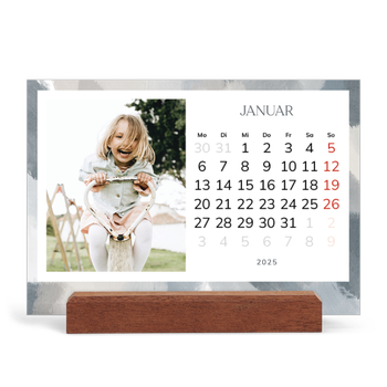 Tischkalender mit Holzfuß Querformat — Farbpinsel-Effekt