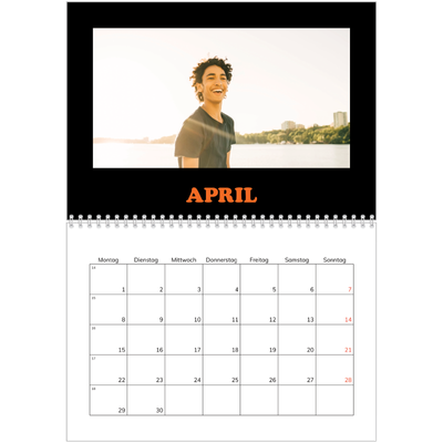 Fotokalender A4 doppelt (30 x 40 cm) — Bunte Schrift [April]
